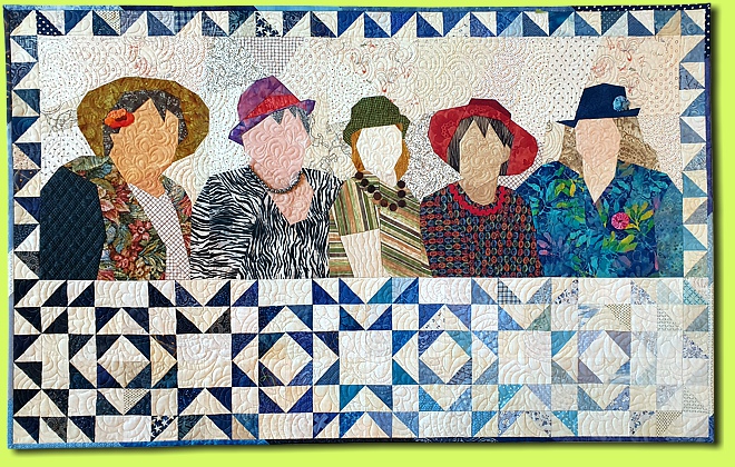 Fünf Damen mit Hut